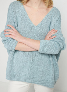 Pull ample coton et lin - Thalie  7644 lagon - 04 Bleu clair
