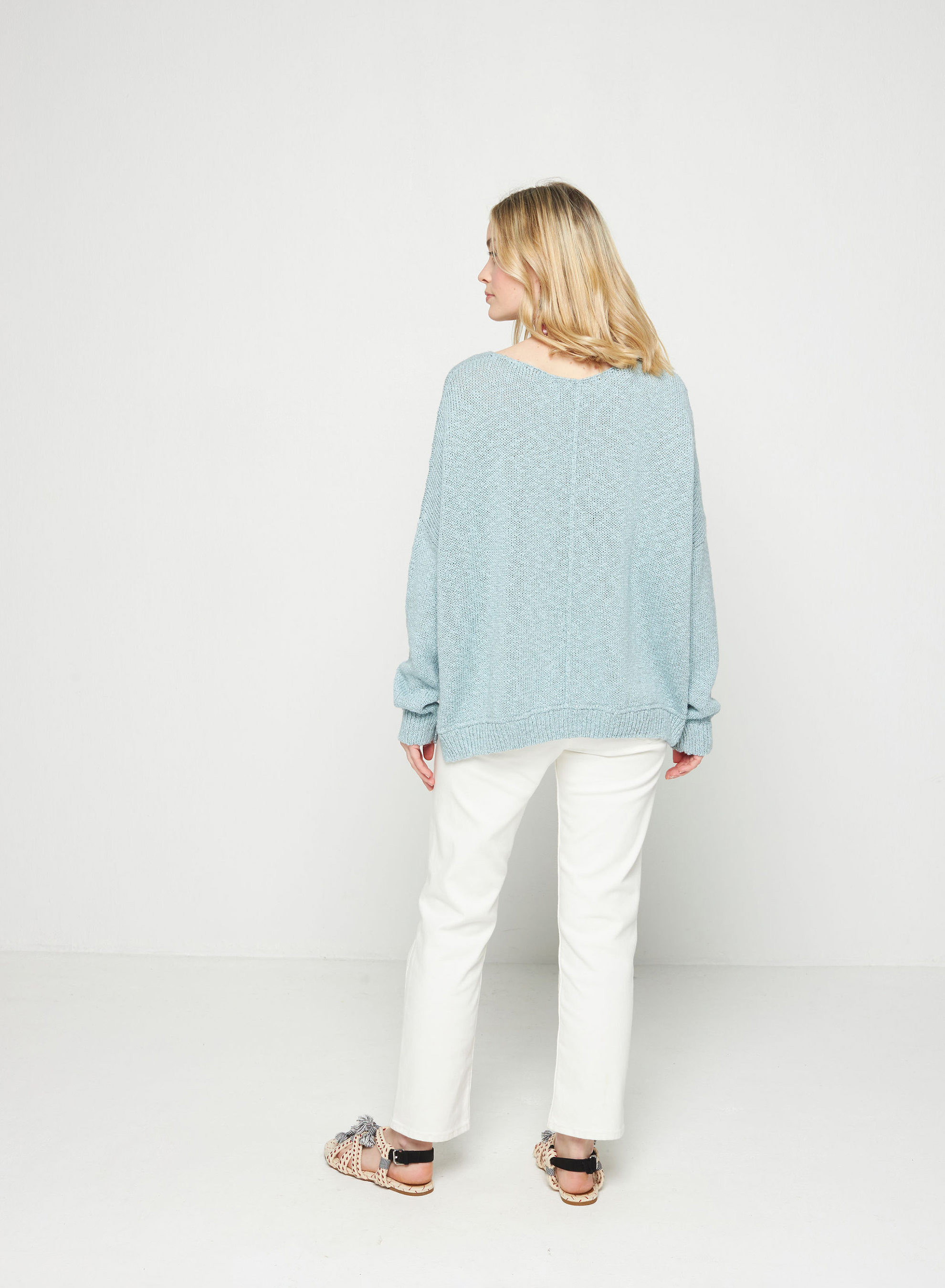 Pull ample coton et lin - Thalie  7644 lagon - 04 Bleu clair