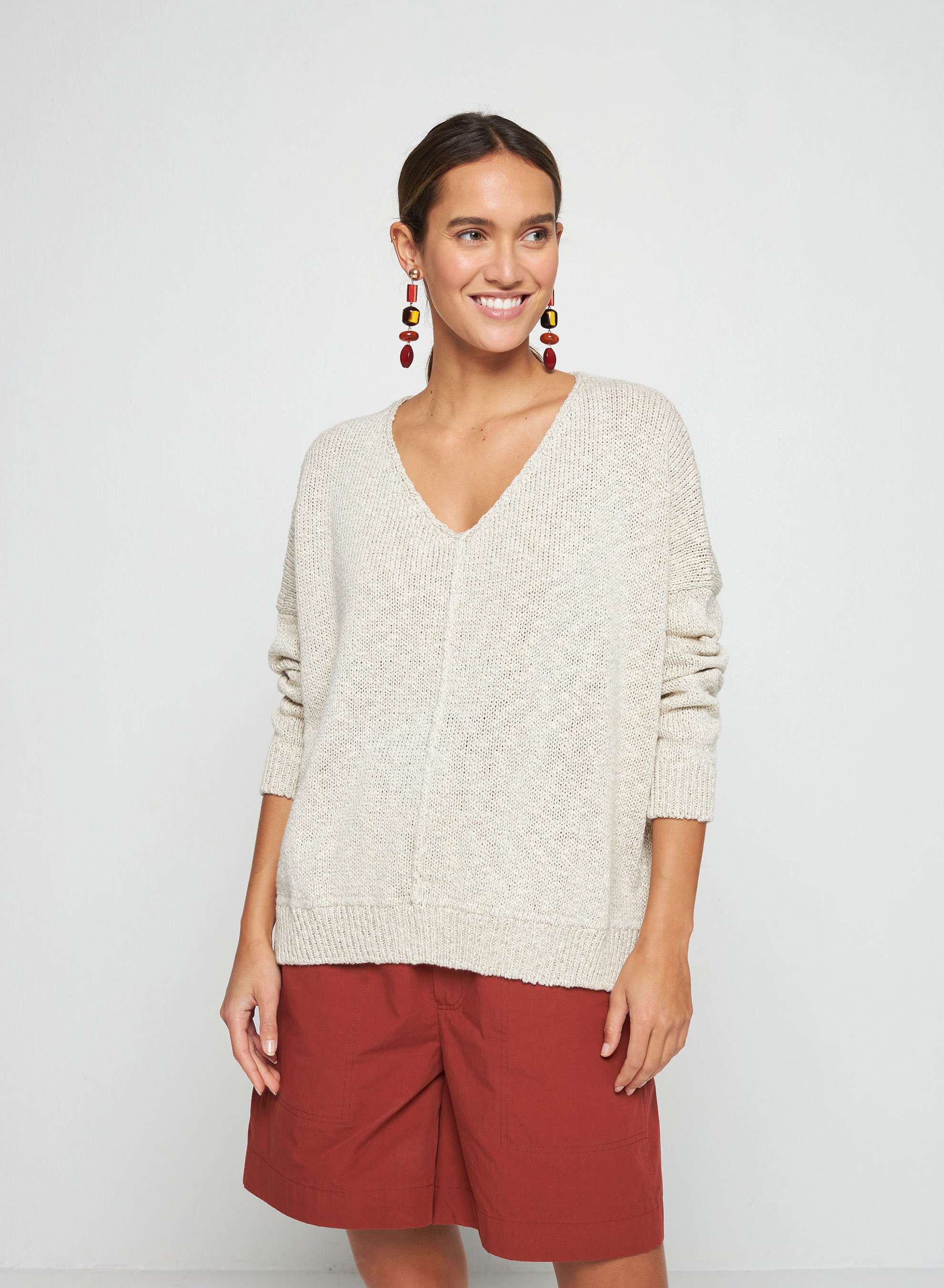 Loose cotton and linen jumper - Thalie