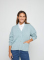 Gilet col V en coton et lin - Thais 7644 lagon - 04 Bleu clair