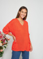 Oversized V-neck sweater in corallo - Telma