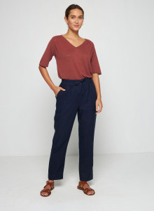 Pantalon casual en lin - Toscane 7640 marine - 05 Bleu marine