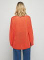 Pull oversize col V en lin - Tiphaine 7670 tangerine - 15 Orange