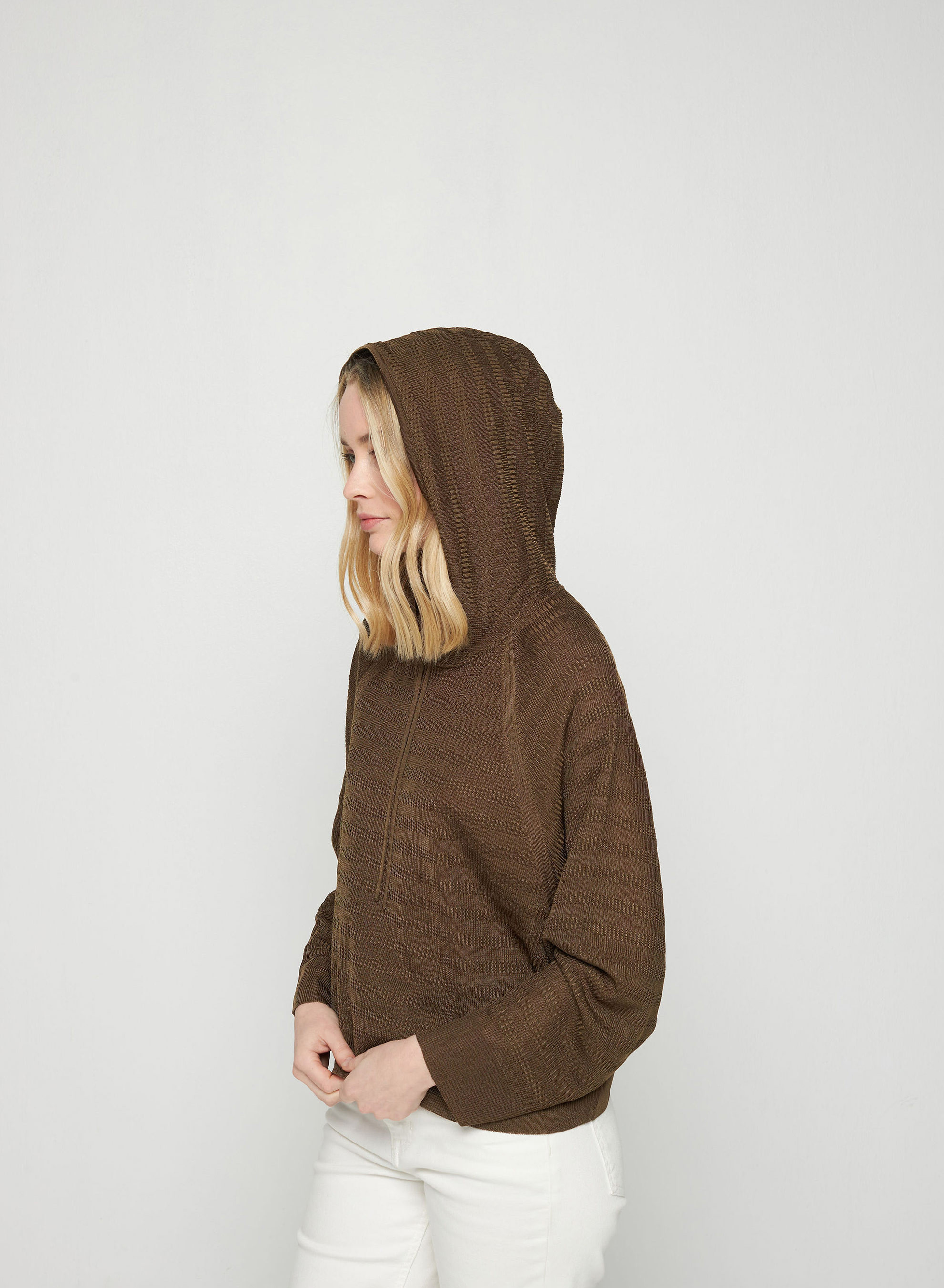 Hoodie à capuche en Fil Lumière - Sylla 7650 kaki - 83 Kaki