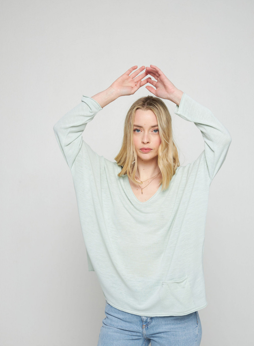 Camiseta folgada de linho com estampa slub - Balou