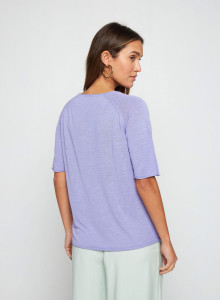 Flamed linen elbow sleeve t-shirt - Bonbon