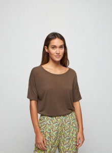 T-shirt boutonné dans le dos en lin flammé - Tally 7650 kaki - 83 Kaki