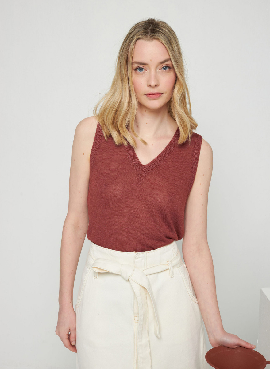 Slub linen tank top - Tahiti