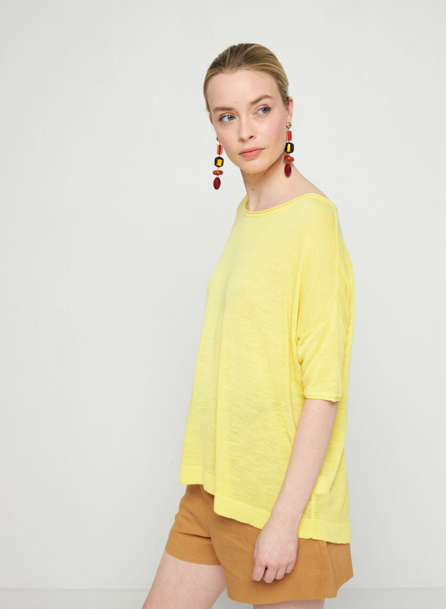 Flamed linen full sleeve elbow t-shirt - Taslim