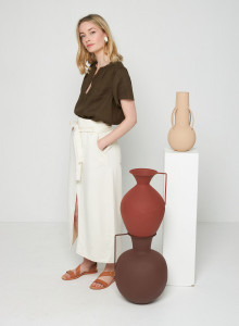 Chemise manches courtes trame et lin -Tonnie 7650 kaki - 83 Kaki