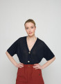 Short sleeves flamed linen cardigan - Tanya