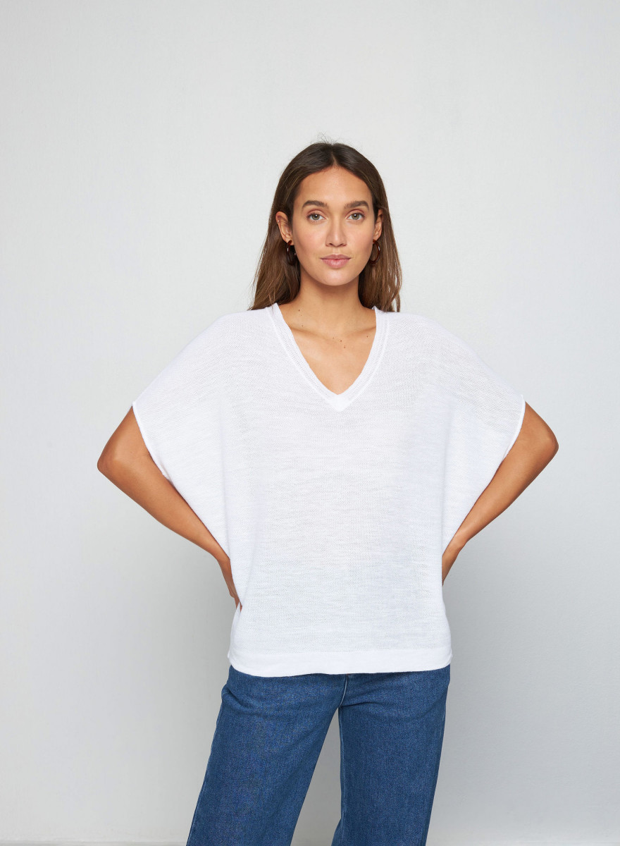 Flamed linen batwing T-shirt - Tarra
