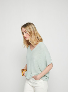 Flamed linen batwing T-shirt - Tarra