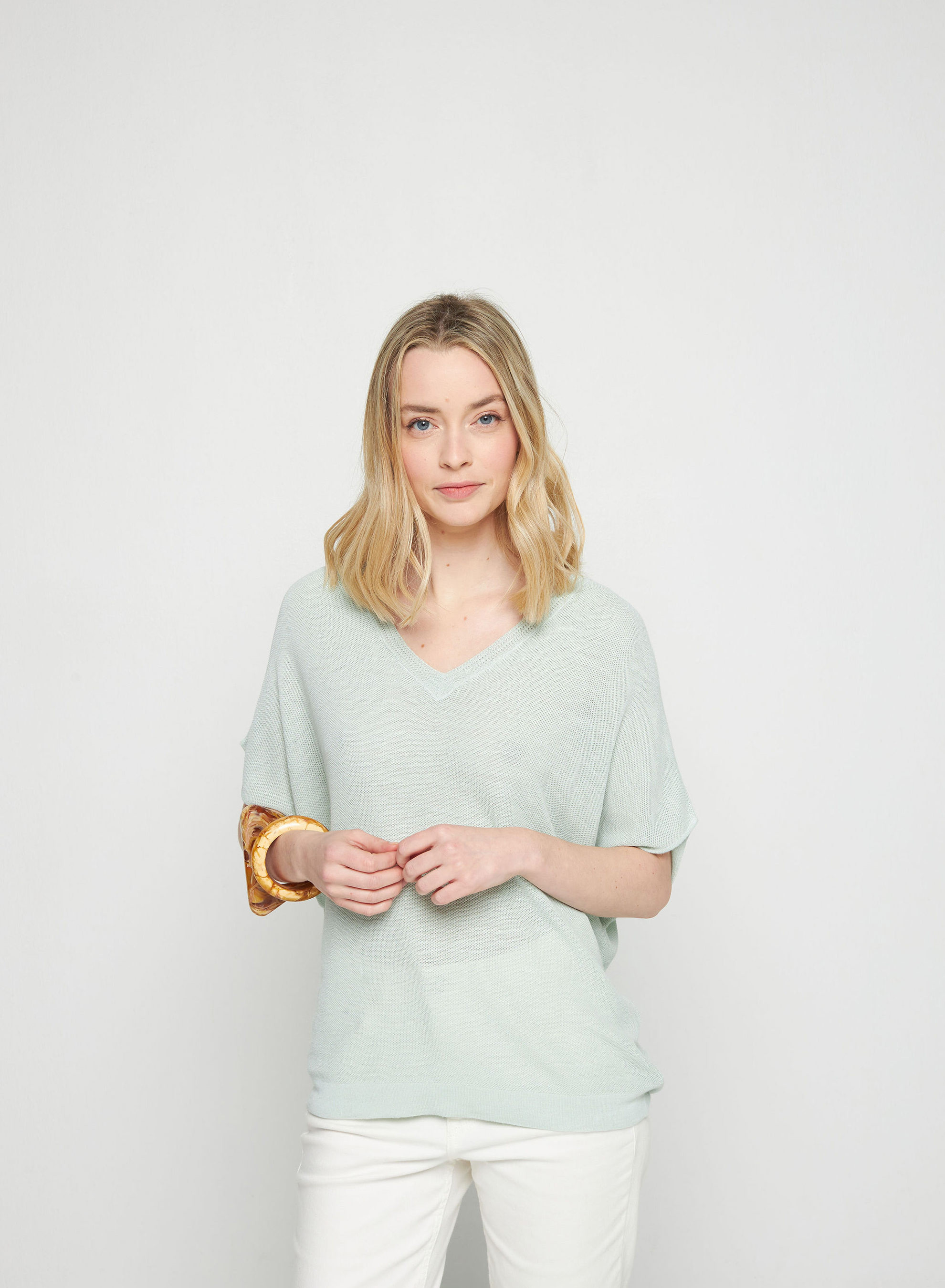 Flamed linen batwing T-shirt - Tarra