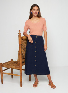 Flamed linen ribbed T-shirt - Tahissa