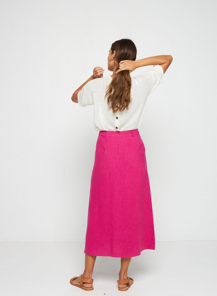 Long linen skirt with buttons - Tourya
