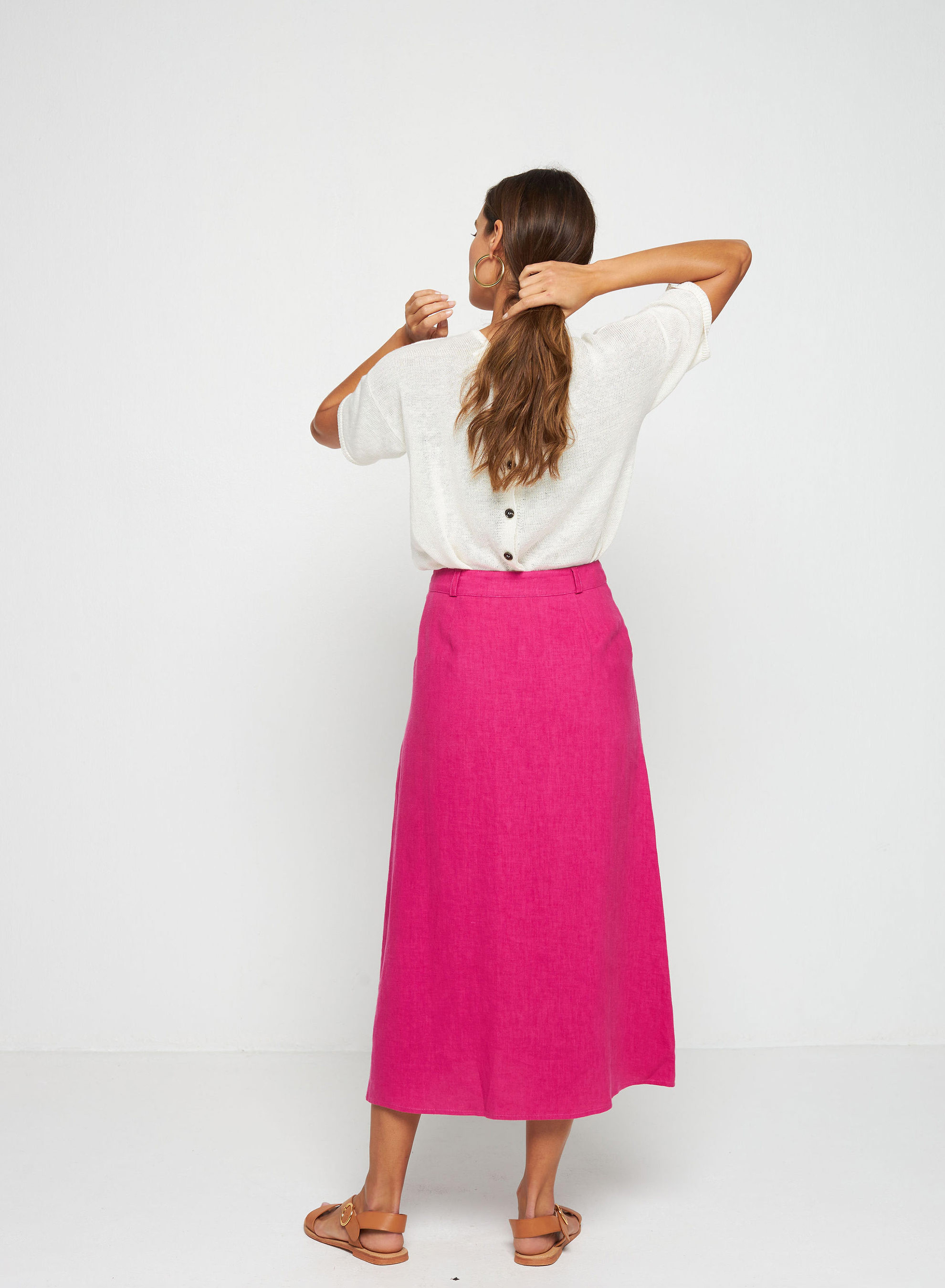 Long linen skirt with buttons - Tourya