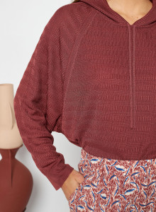 Hoodie à capuche en Fil Lumière - Sylla 7630 argile - 51 Bordeaux