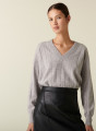 Cashmere V-neck knitted sweater - Canelle