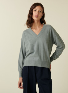 Cashmere V-neck knitted sweater - Canelle