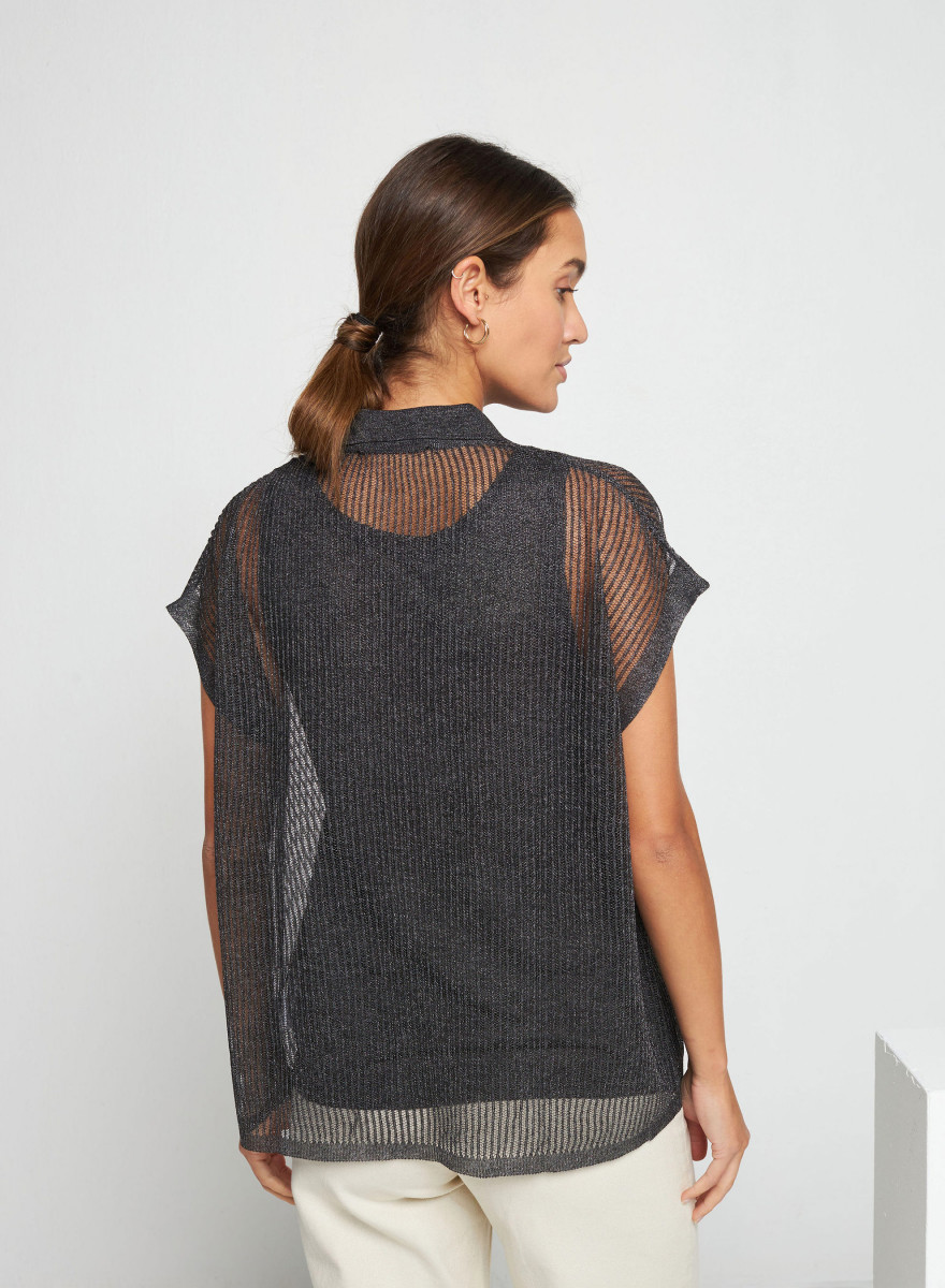 Blusa de manga curta com efeito iridescente - Stacy