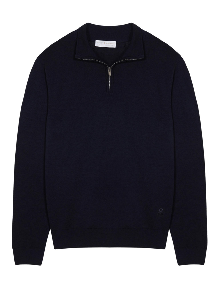 Trucker neck sweater with logo in merino wool - Ryan