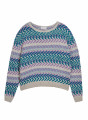 Pull multicolore coton et lin - Thadji 7735 ecru/turquoise/lavande/lagon - 04 Bleu clair