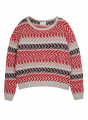 Pull multicolore coton et lin - Thadji 7736 lagon/ecru/blush/marine - 52 Rouge