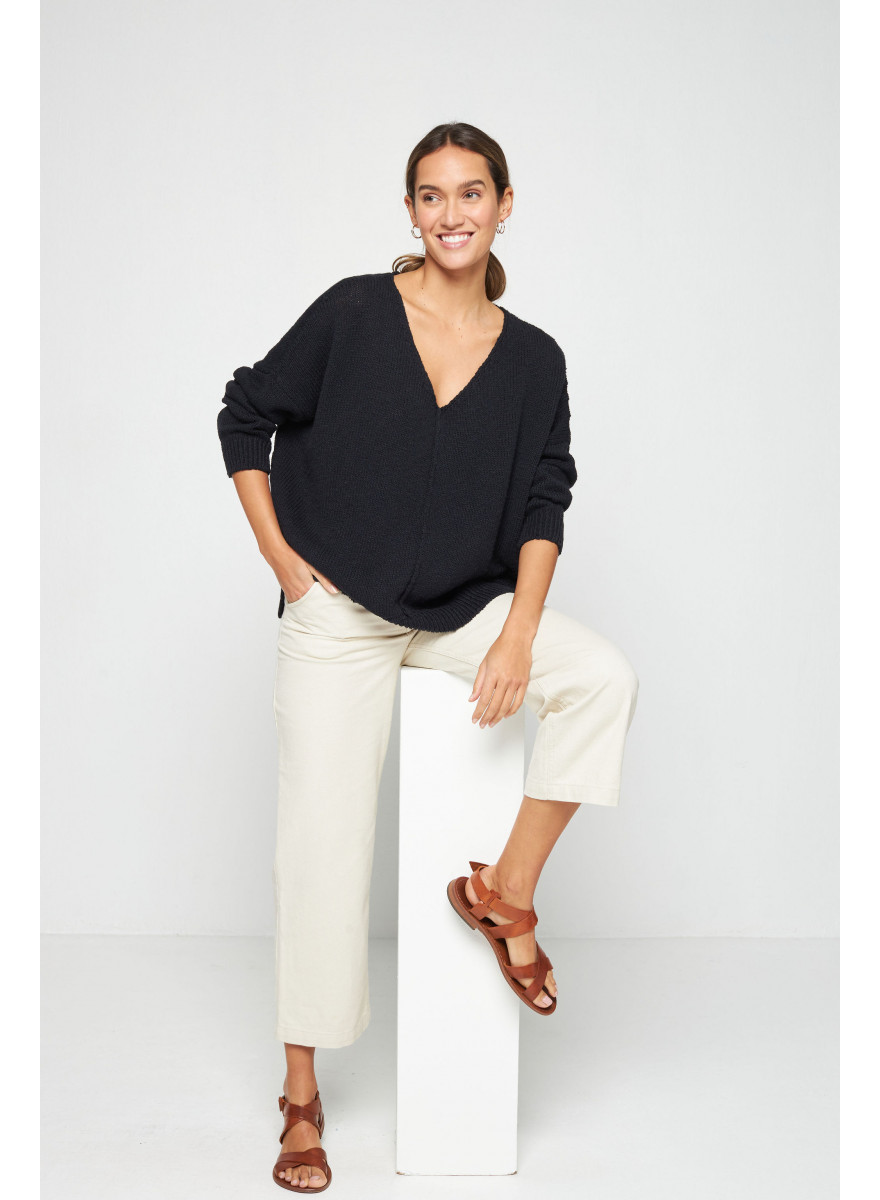 Loose cotton and linen jumper - Nathalie