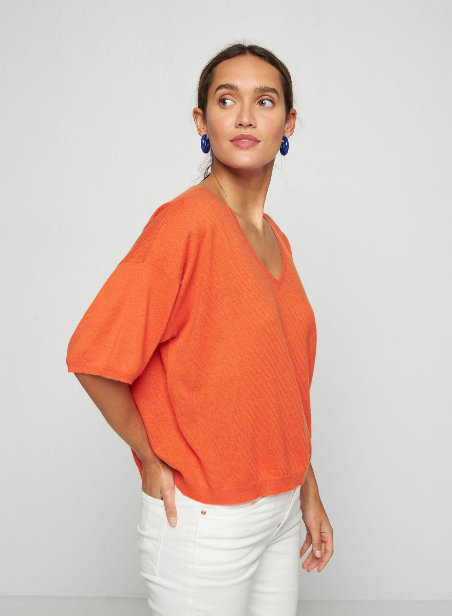 Light cashmere elbow sleeve T-shirt - Solange