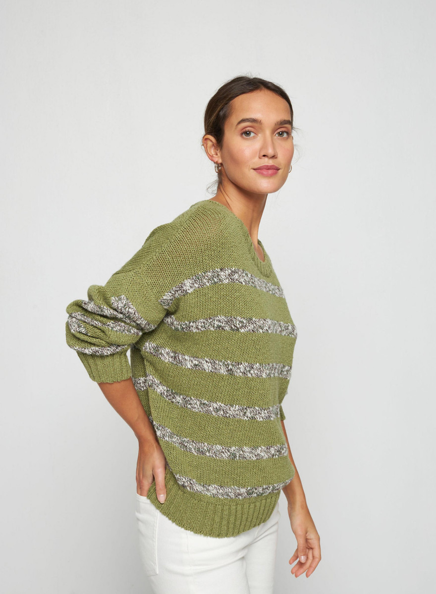 Striped cotton and linen sweater - Thildie