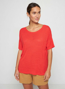 T-shirt boutonné dans le dos en lin flammé - Tally 7680 capucine - 15 Orange