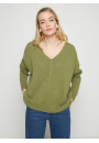 Pull ample coton et lin - Thalie  7652 olive - 22 Vert moyen