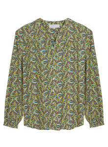 Patterned long-sleeved blouse in viscose warp and weft - Seina