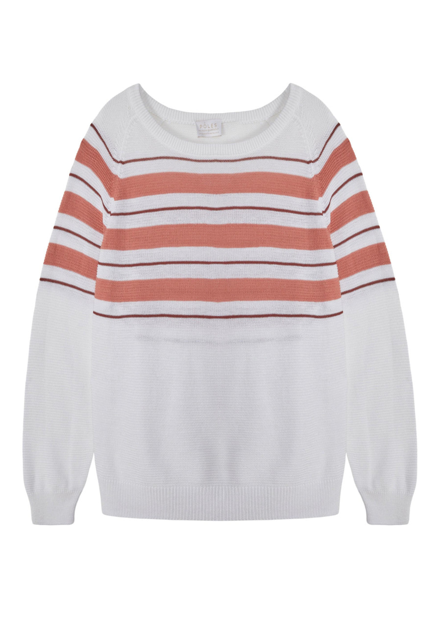 Striped slub linen loose sweater - Tael