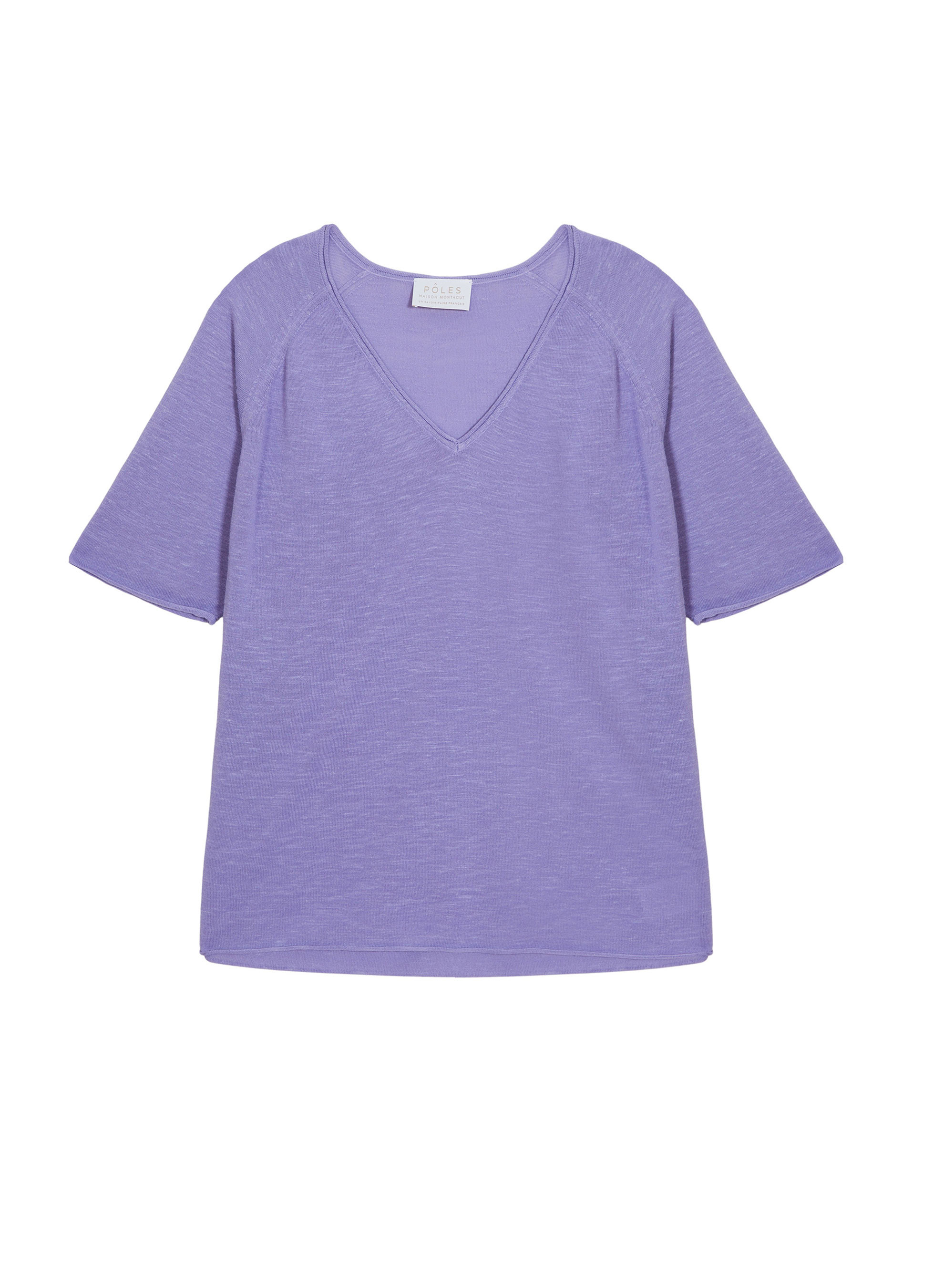 Flamed linen elbow sleeve t-shirt - Bonbon
