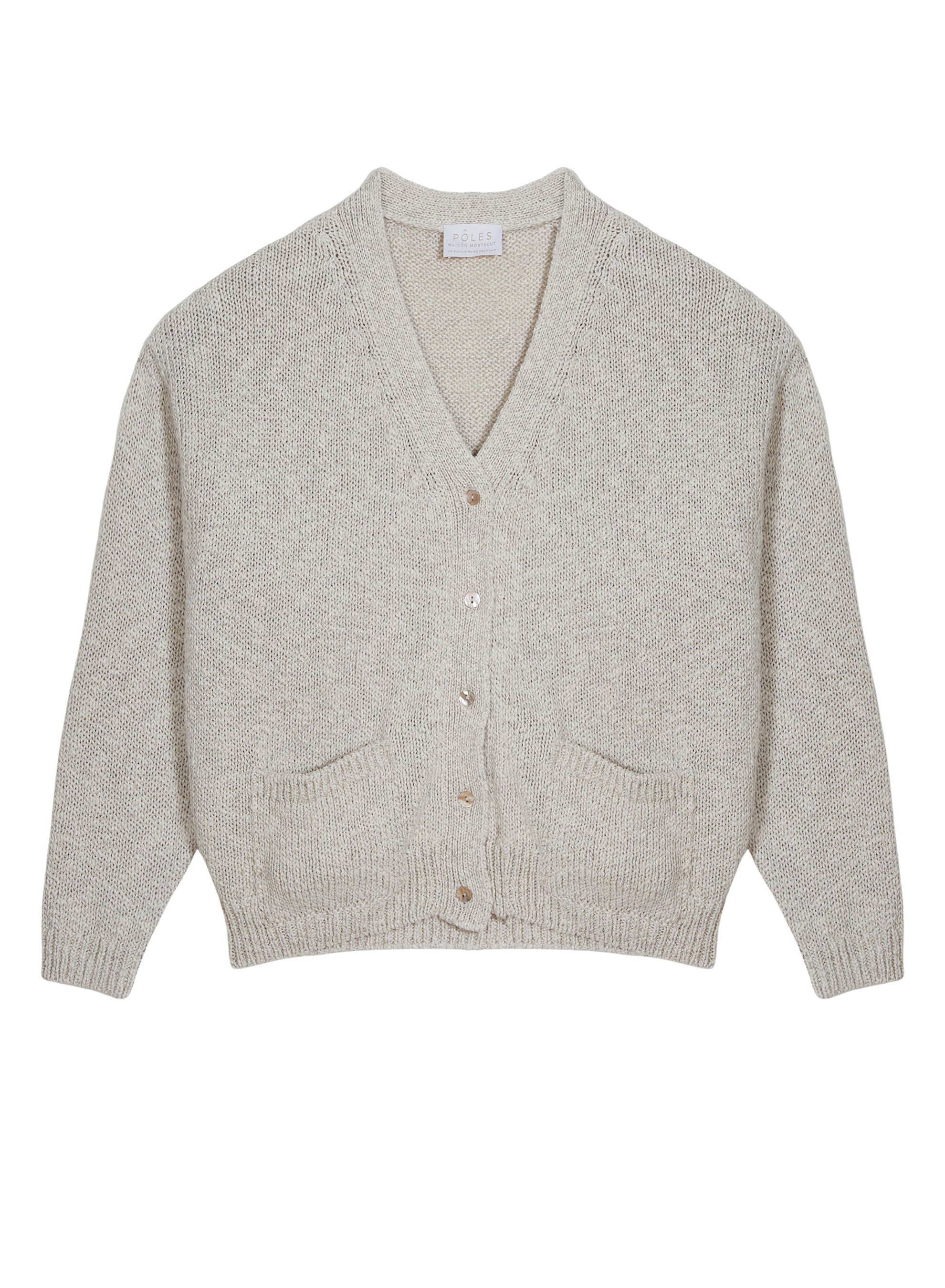 Gilet col V en coton et lin - Thais 7601 ecru - 82 Ecru