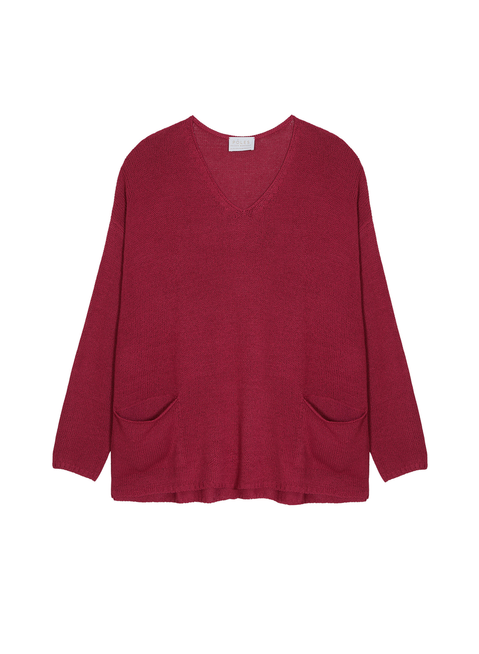 Pull oversize col V en corallo - Telma 7681 pivoine - 51 Bordeaux