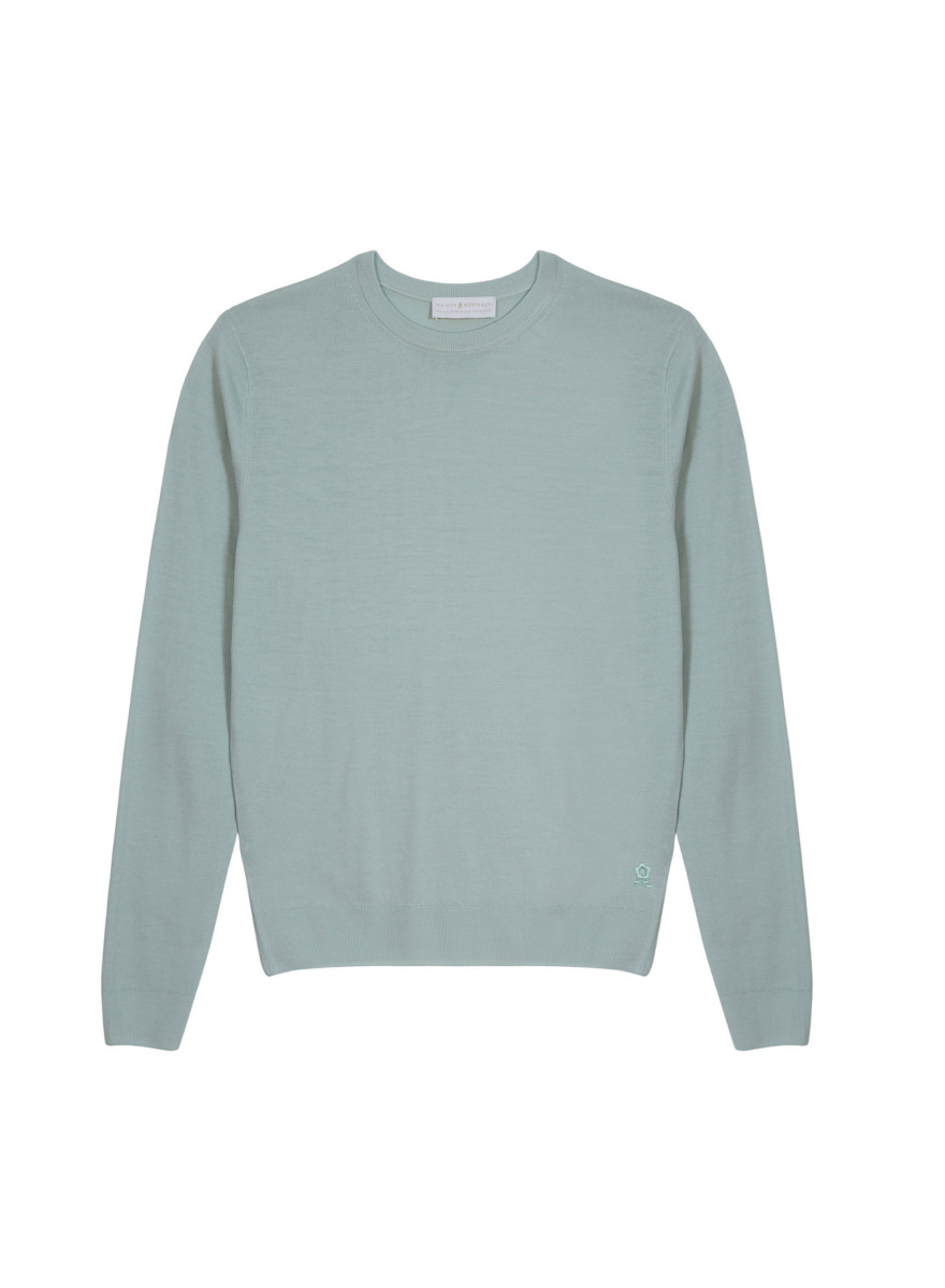Round neck sweater with logo in merino wool - Eddie