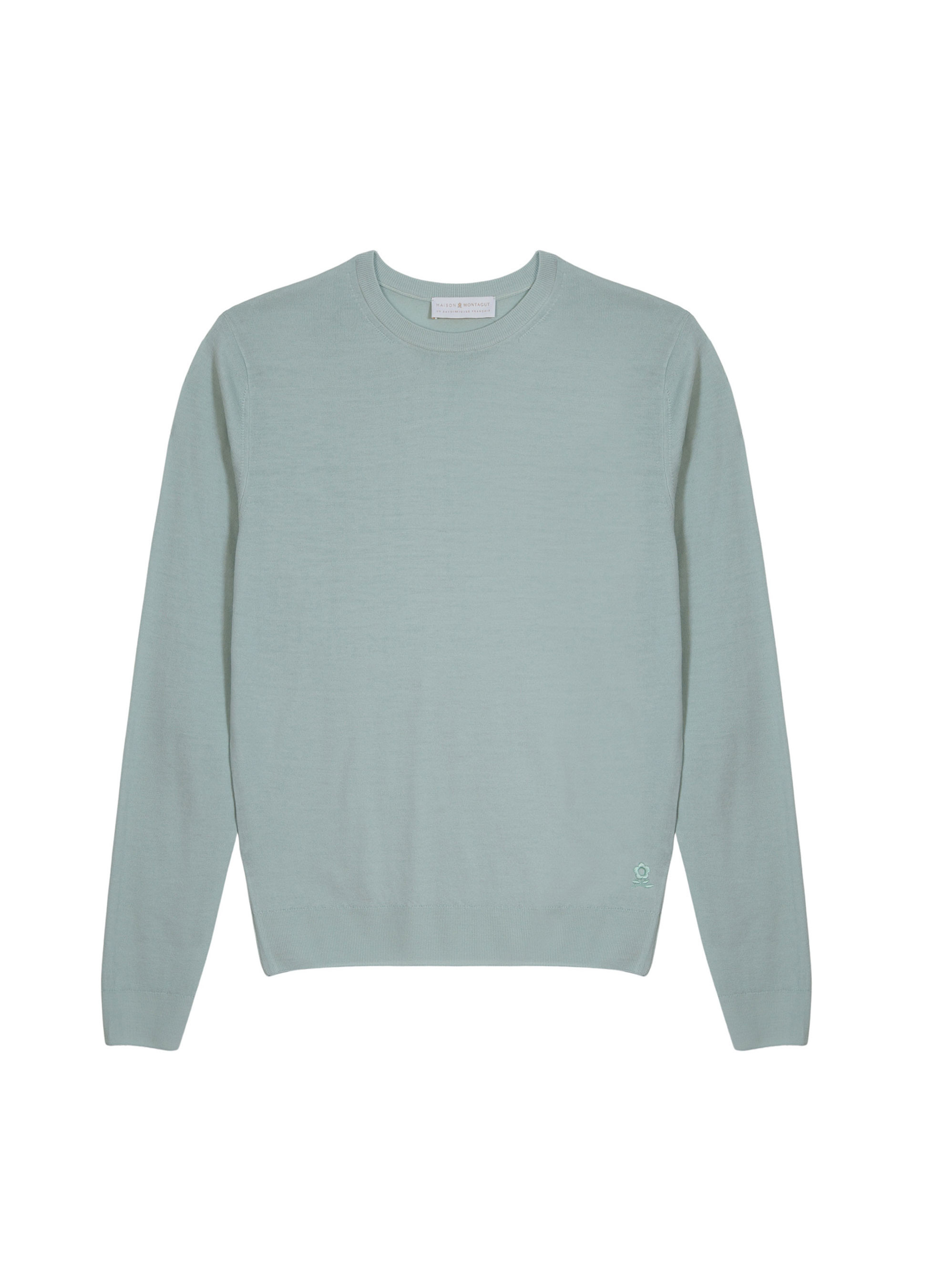 Round neck sweater with logo in merino wool - Eddie