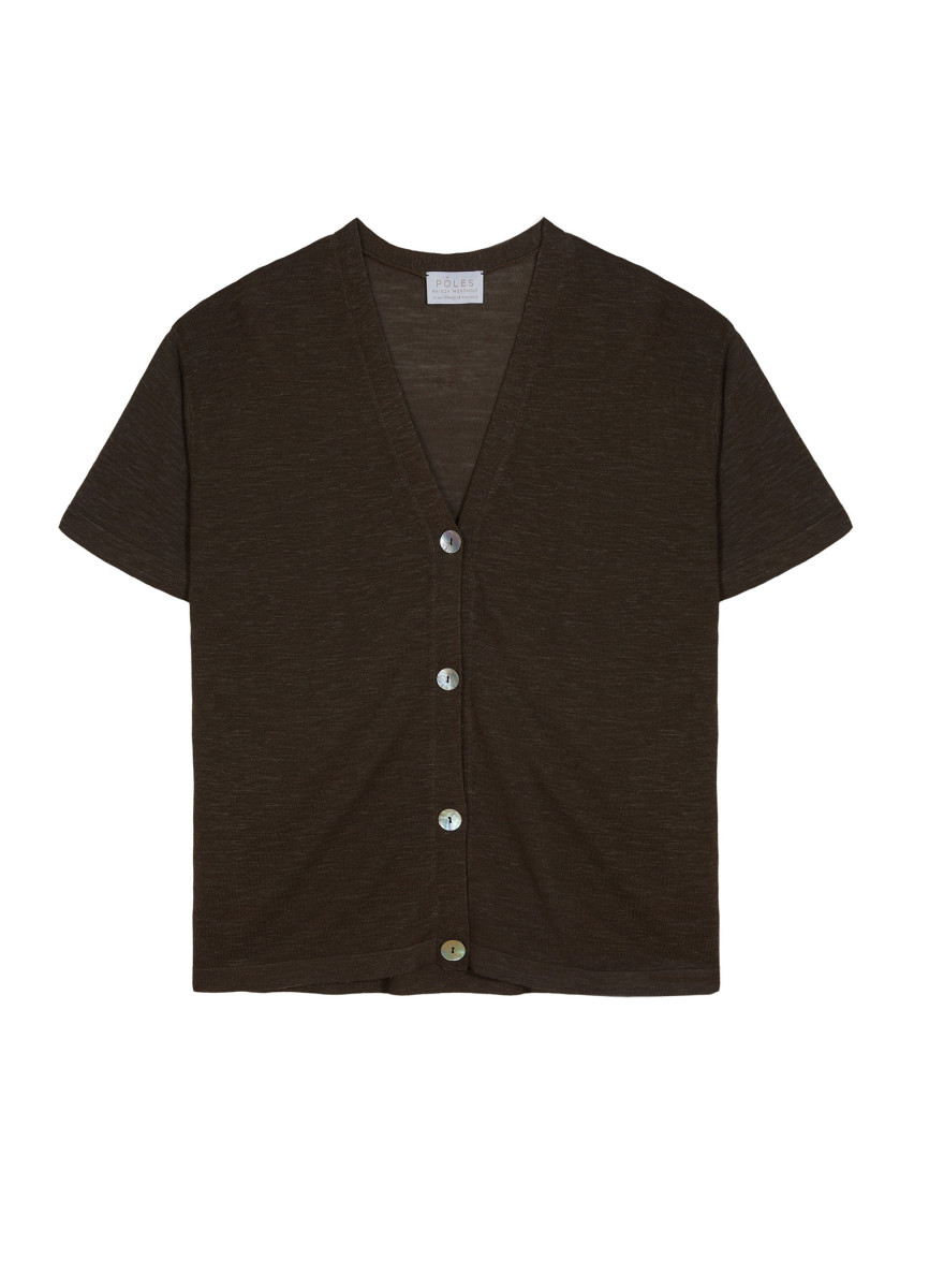 Short sleeves flamed linen cardigan - Tanya