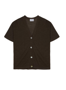 Short sleeves flamed linen cardigan - Tanya
