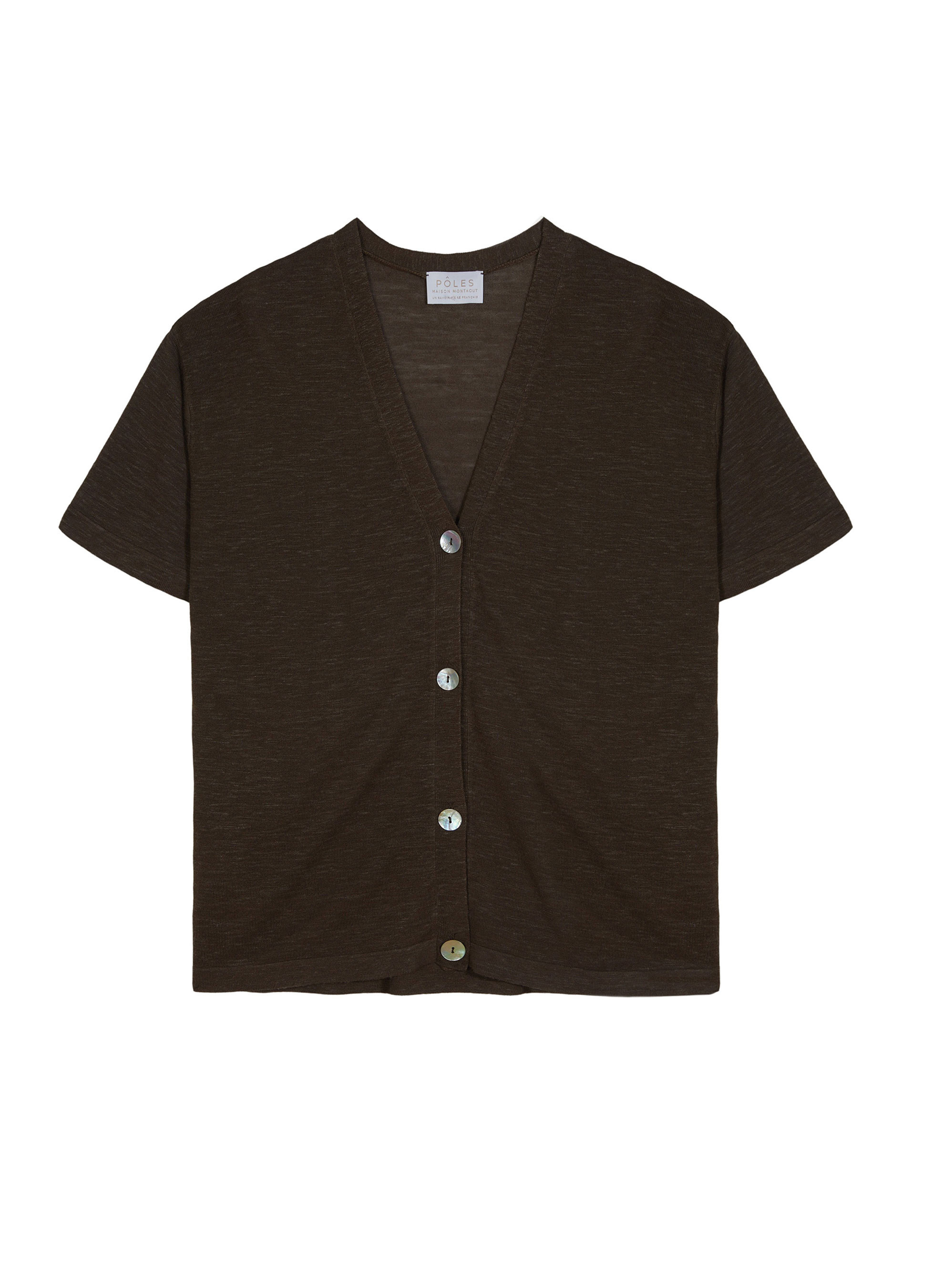 Short sleeves flamed linen cardigan - Tanya