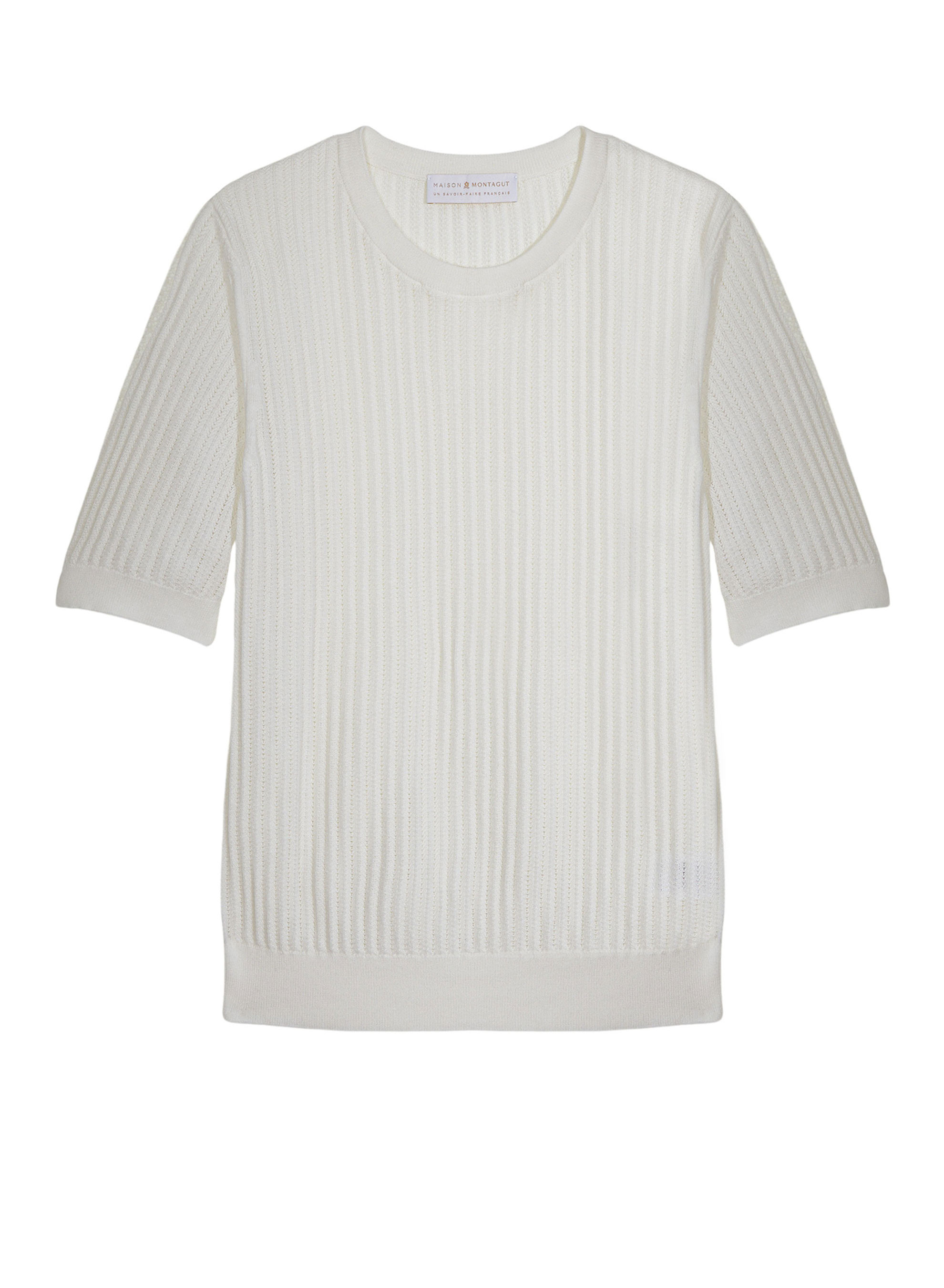 T-shirt col rond en coton bio - Sidonie 7601 ecru - 82 Ecru