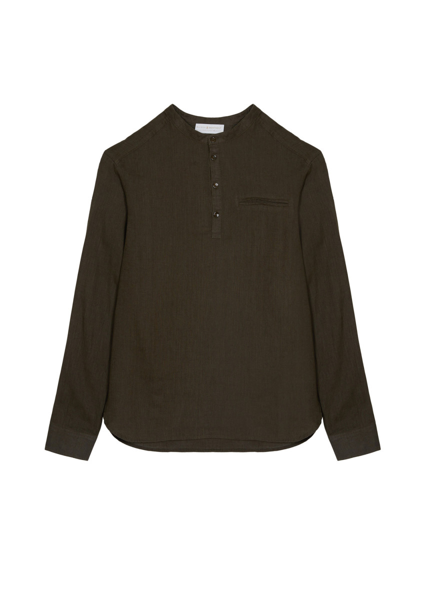 Camisa de linho com gola tunisina - Romeo