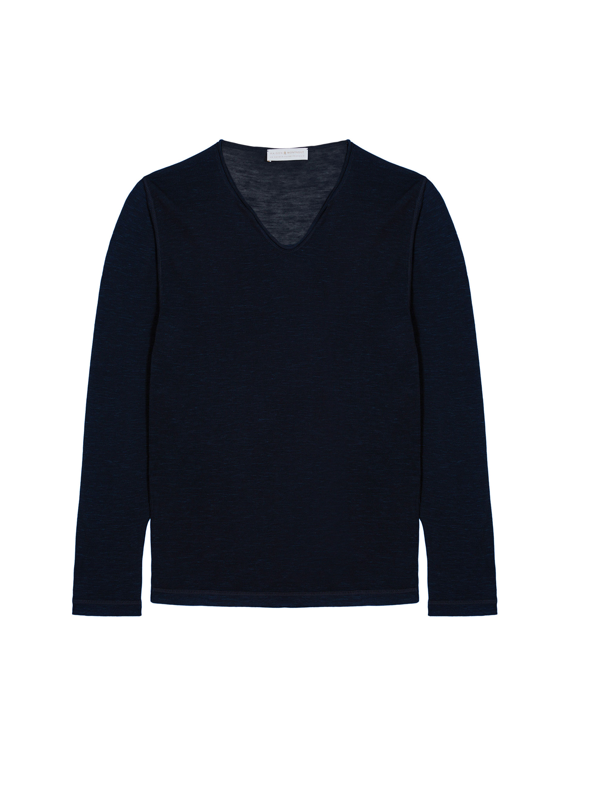 T-shirt col tunisien en lin flammé - Blayne 7640 marine - 05 Bleu marine