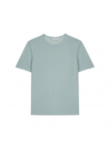 T-shirt col rond en lin flammé - Renaud 7651 sauge - 23 Vert clair