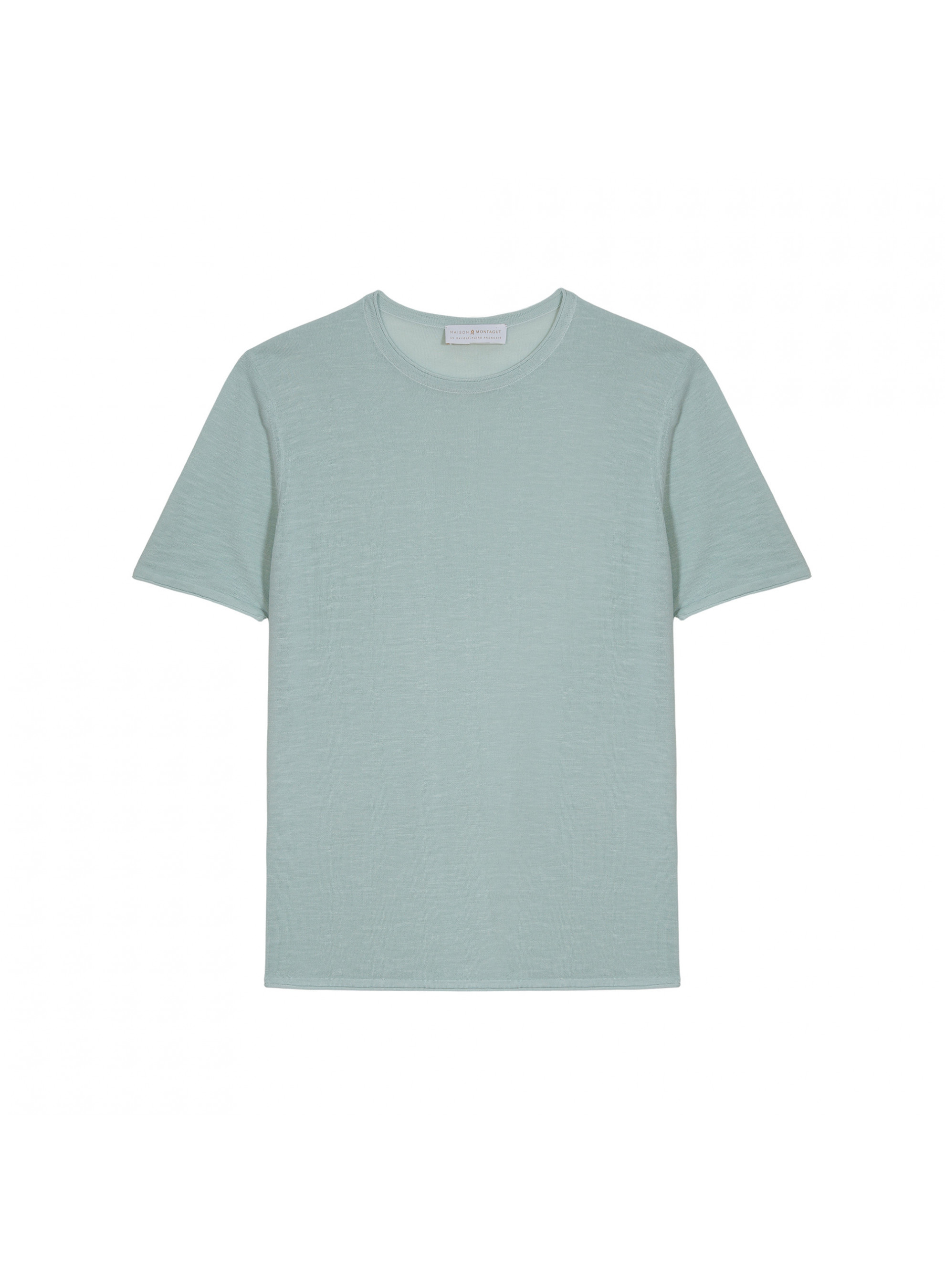 T-shirt col rond en lin flammé - Renaud 7651 sauge - 23 Vert clair