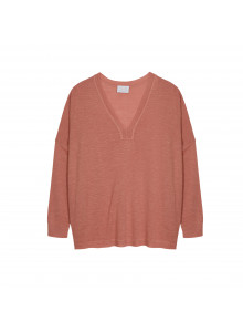T-shirt oversize col v en lin flammé - Beja 7682 blush - 24 Rose clair