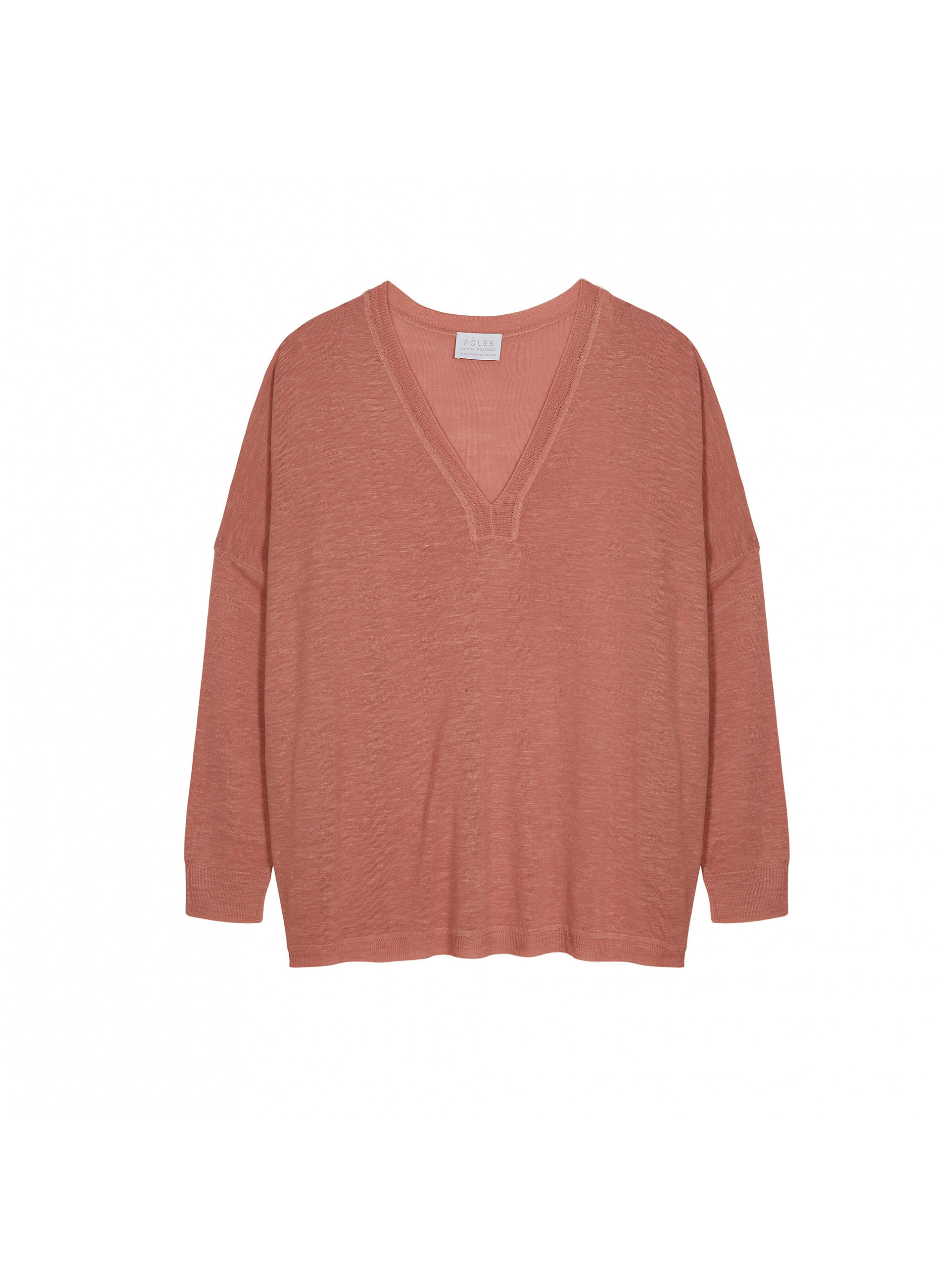 T-shirt oversize col v en lin flammé - Beja 7682 blush - 24 Rose clair